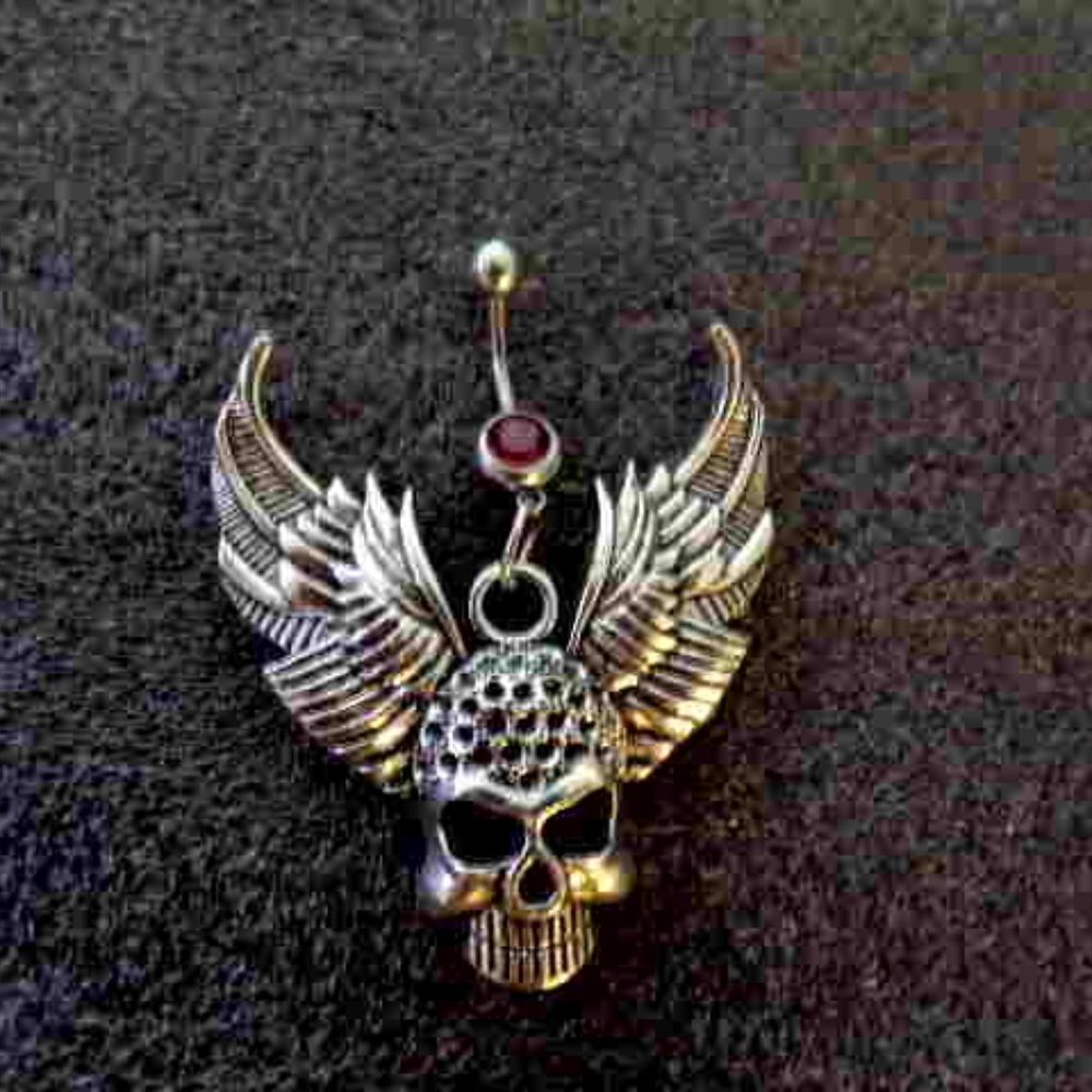 Navel Piercing ~ Skull W/ Wings